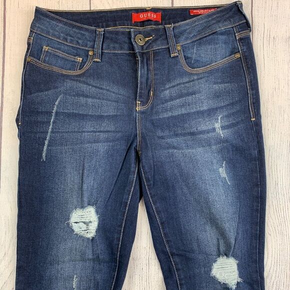 Guess Jeans 30 X 32 Dark Wash Mid Rise Curvy Skinny - Picture 2 of 16